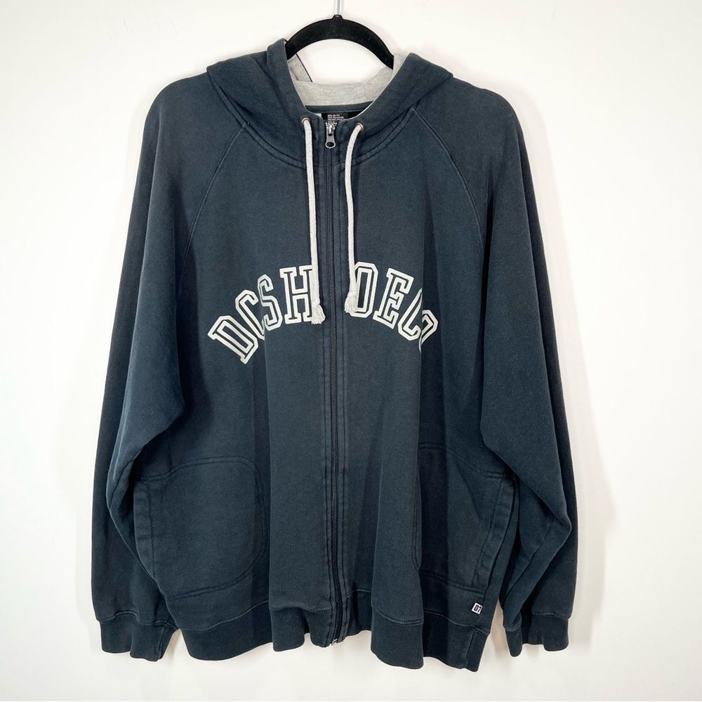 VTG 90s DC Shoes Skateboard Zip Front Sweatshirt Graphic Hoodie Large